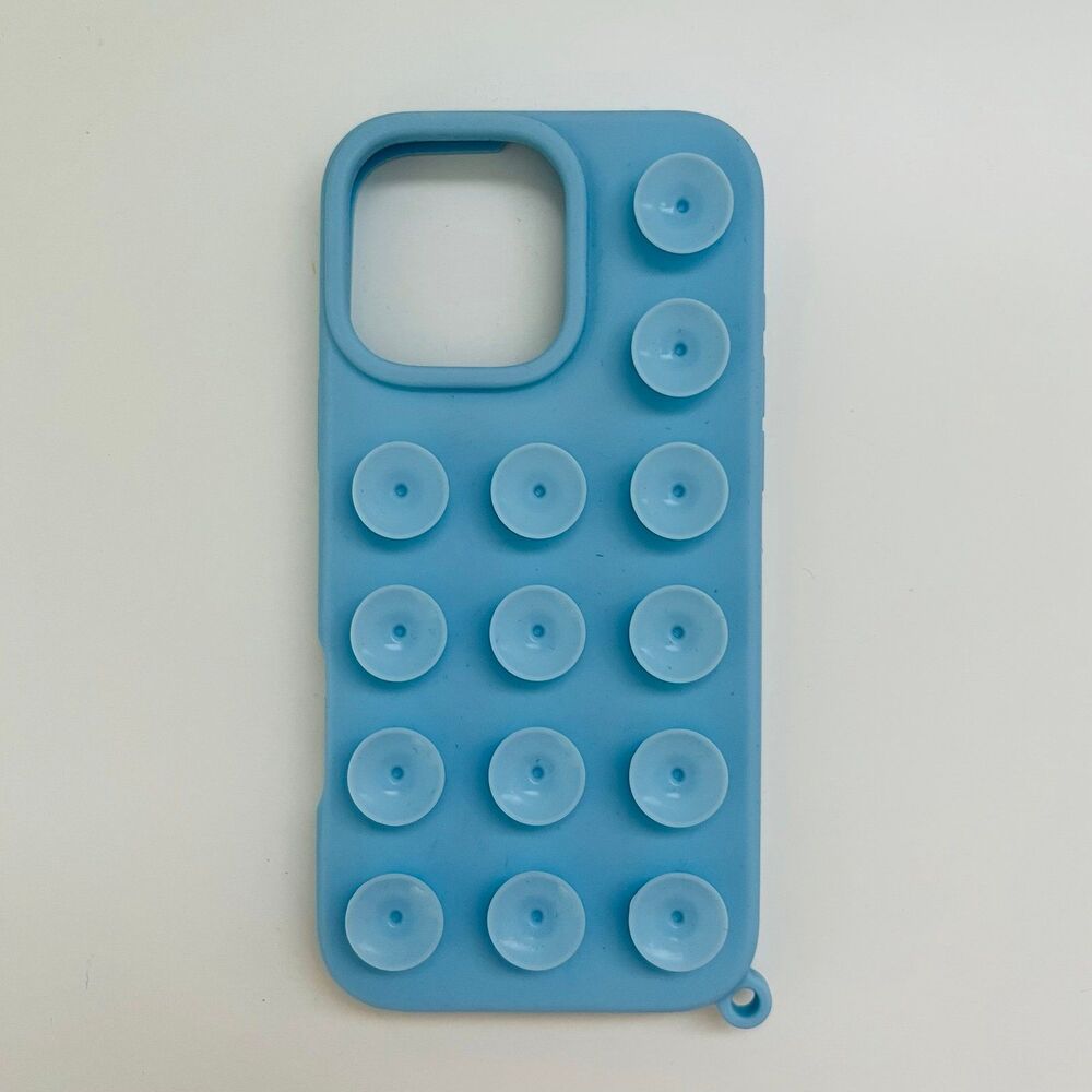 Light Blue Shockproof Suction Cup Soft Silicone iPhone 16 Pro Max Case